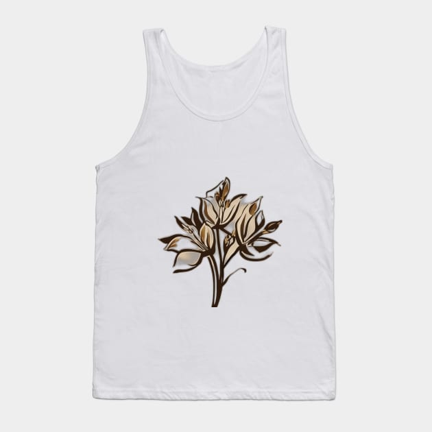 Elegant Golden Lily Flower on Black Background No. 943 Tank Top by cornelliusy